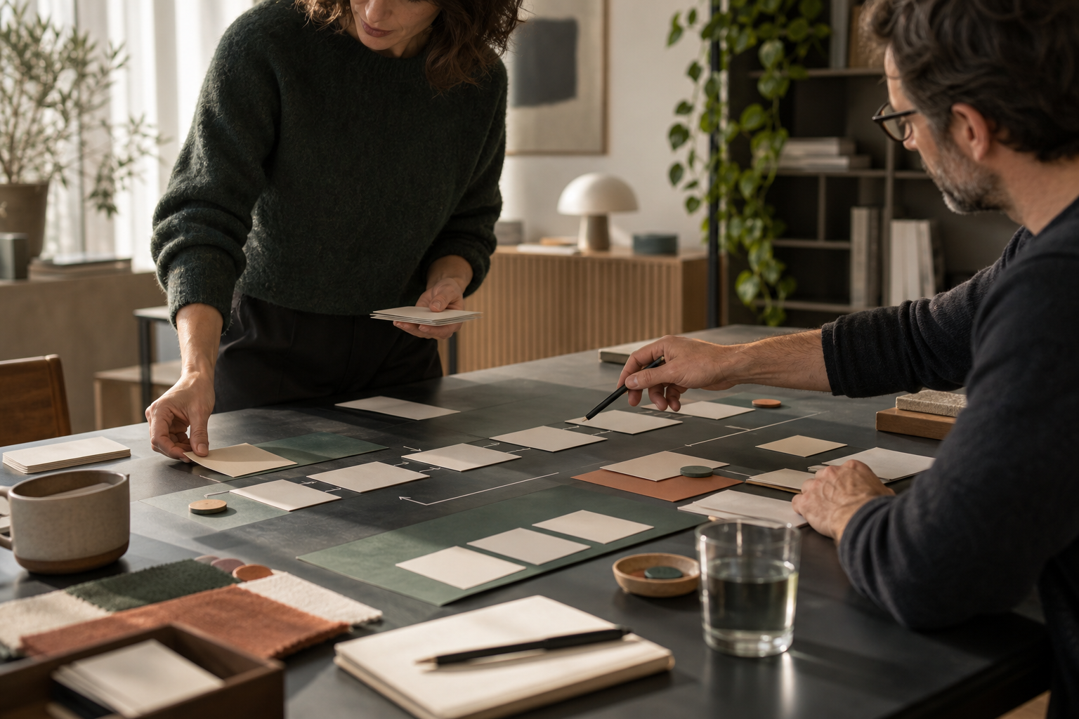 Due professionisti lavorano insieme alla progettazione di un servizio